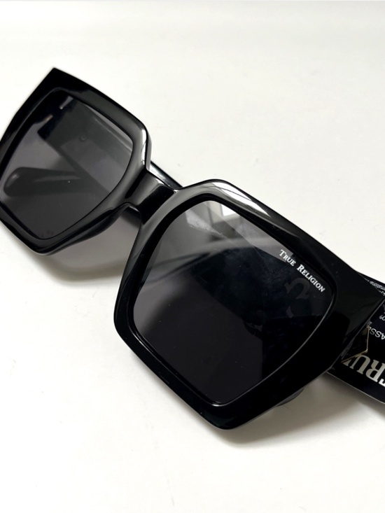 New TRUE RELIGION Square Sunglasses Oversized Acetate Black Gold Rhinestones XXX main image 6